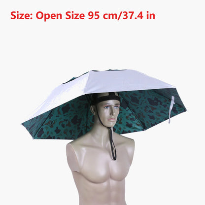 Outdoor Foldable Head Umbrella Hat Headwear Sun Cap Rainproof
