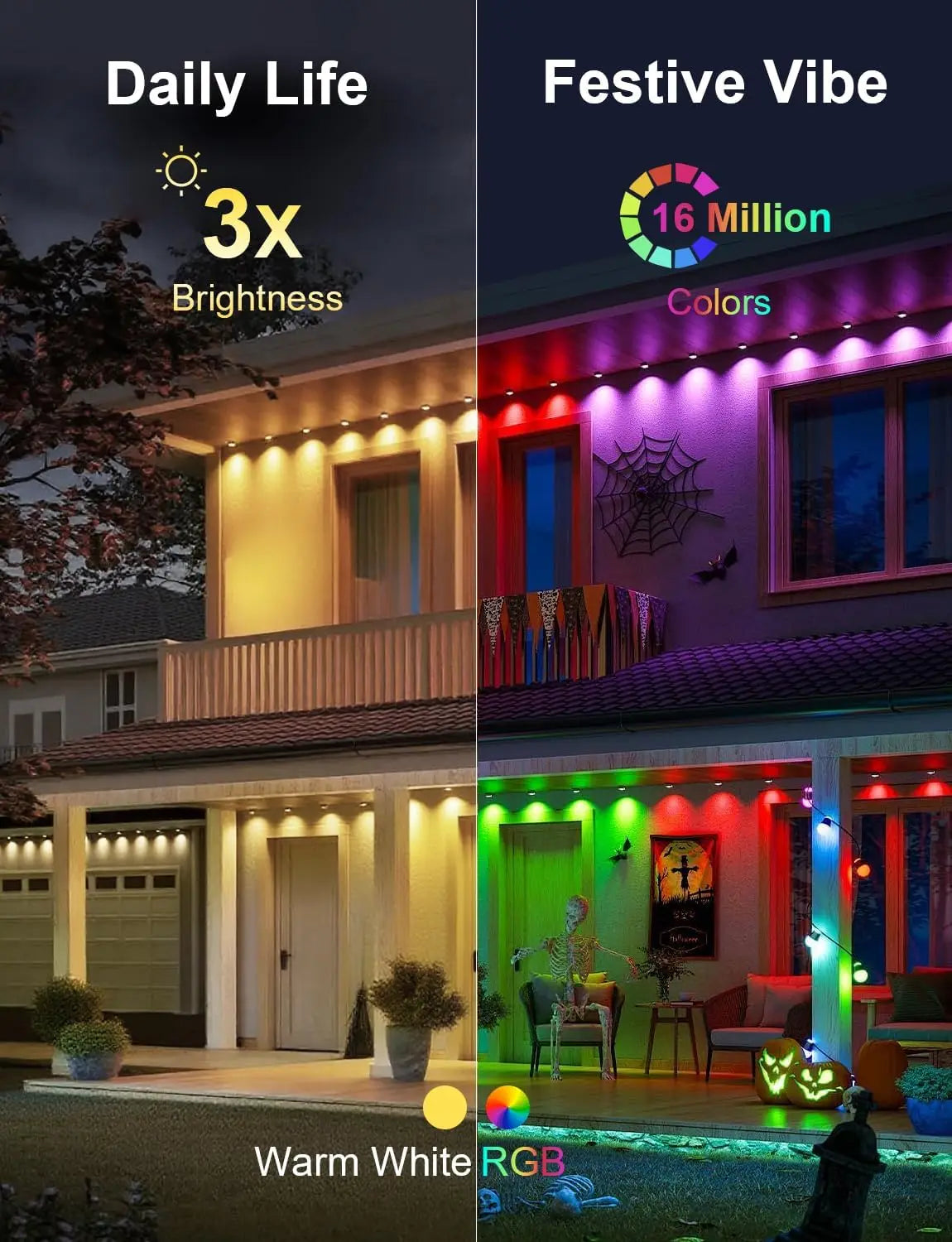 Permanent Outdoor Lights for House, LED with Remote Control