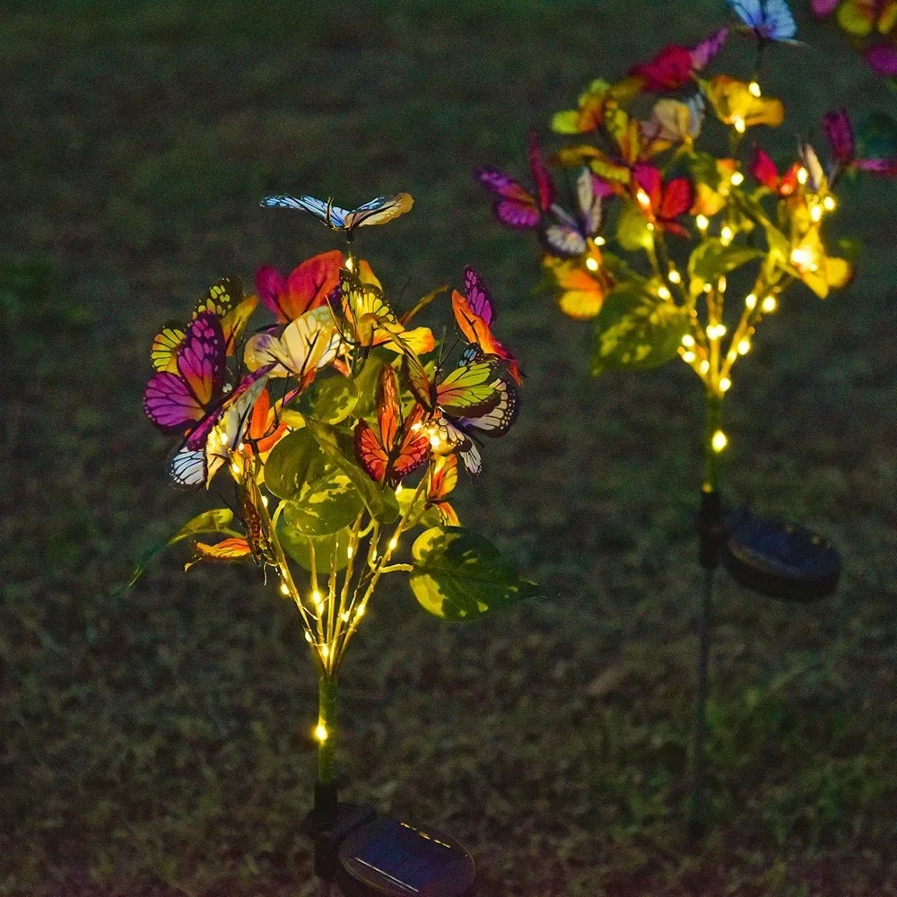 Warm White/colorful Solar Butterfly Flower Lawn Lamp