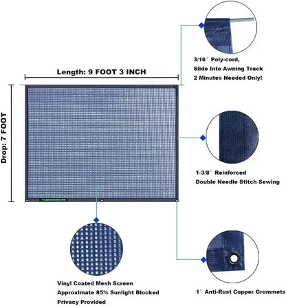 [XMSJ]RV Awning Sunshade Screen 7' X 9' 3'' (Fit for 10' Awning)Motorhome Camp