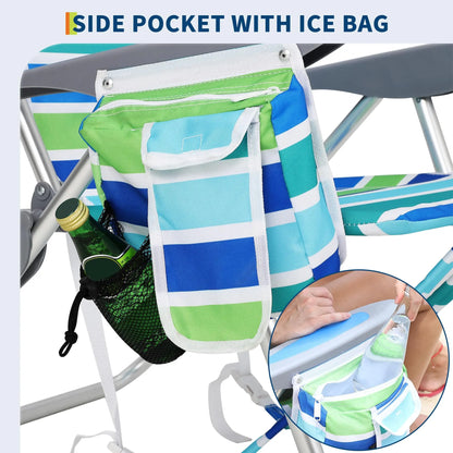 2 Pack  Folding Camping Chair With Cooler Pouch Cup Holder