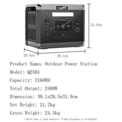 Portable Power Station 2160WH 2304WH solar