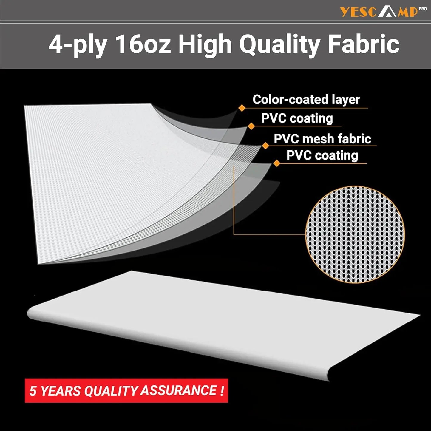 Universal RV Slide Out Awning Fabric Replacement, 93" x 51", White - Waterproof Vinyl for Travel Trailers