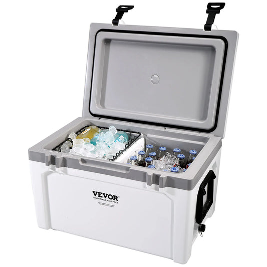 25/33/45/52QT Portable Hard Cooler Fully Insulated Ice Chest Cooling Box Goods Basket