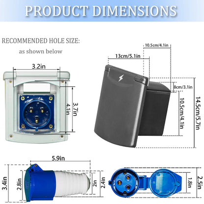 32 Amp Rv Inlet Plug & Rv Outlet Box Kit