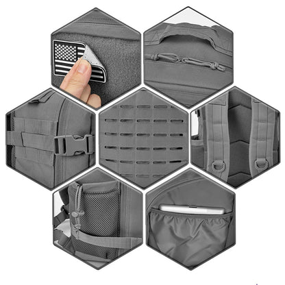 Durable Versatile Tactical Fishing  Webbing Dual Side Bottle Pockets Outdoor Hiking Bag