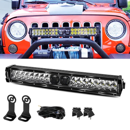 AUXBEAM 12-32 inch LED Work Light Bar with Wire Harness kit 270W 33000lm High Brightness for SUV ATV UTV Trucks 5D-PRO Series