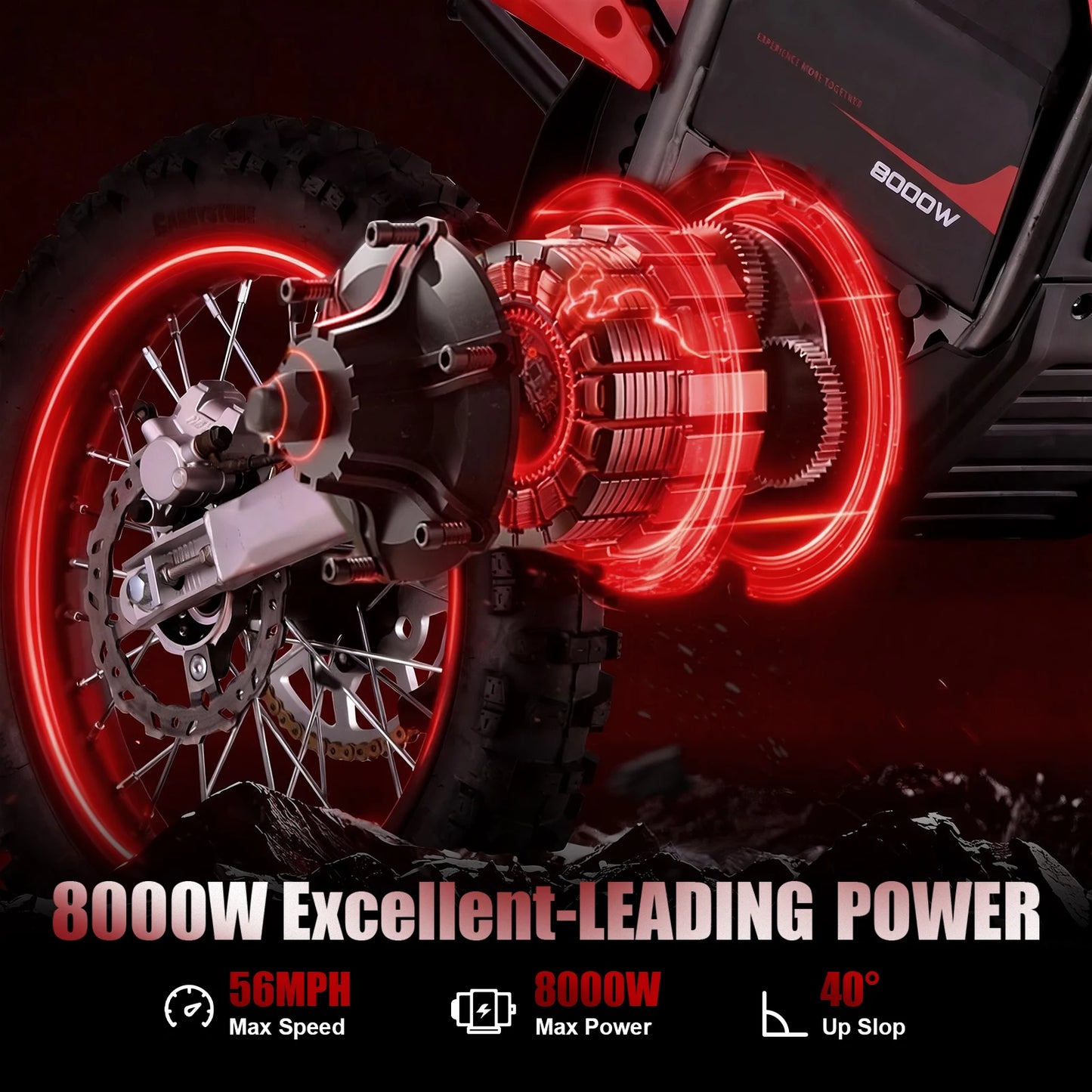 72V 8000W Pro Electric Dirt Bike for Adults,3 Speed Modes Electric Motorcycle Up to 56 MPH with 19"/16" Tires.