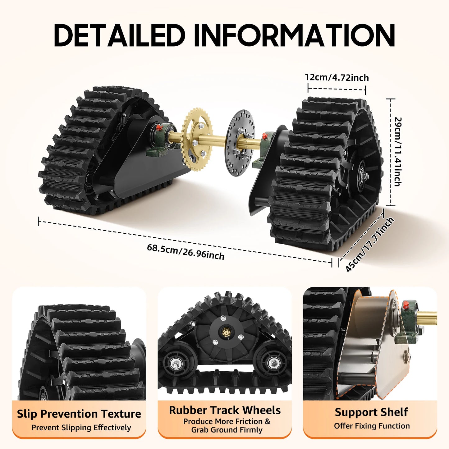 ATV Rear Track Assembly Black Aluminum Alloy Gray Cast Iron