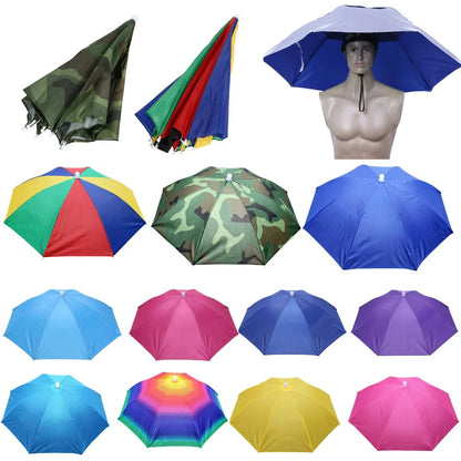 Outdoor Foldable Head Umbrella Hat Headwear Sun Cap Rainproof