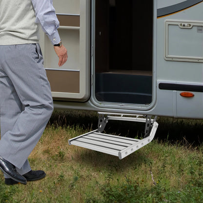 Folding RV Step Silver Aluminum Alloy  with 12V LED Light