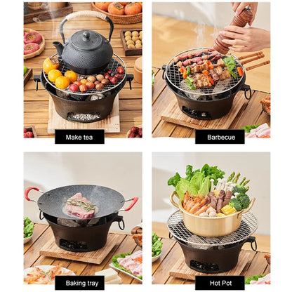 Stainless Steel Round Barbecue Grill Portable Camping Stove Picnic