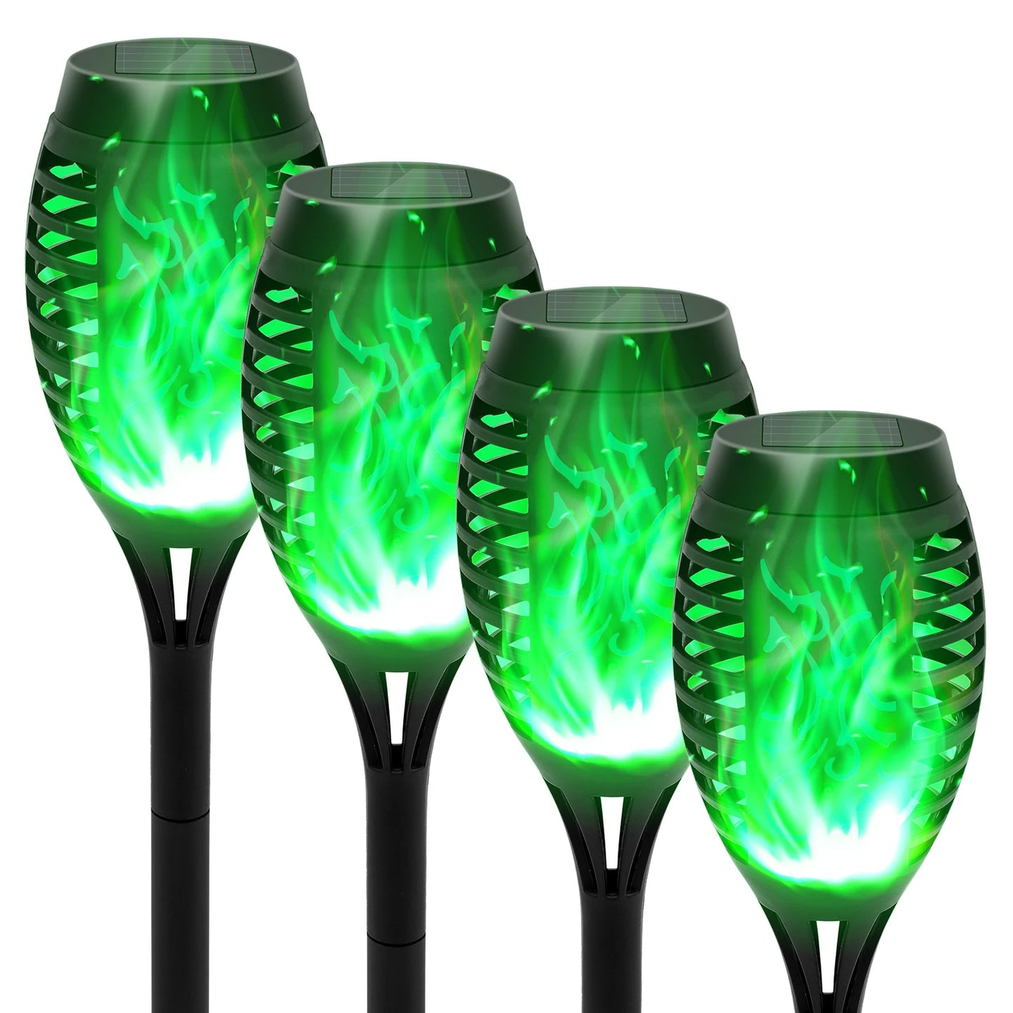 Green Solar Flame Light Outdoor with Flickering Flame Waterproof