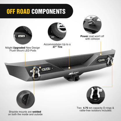 Rear / Front Bumper Compatible for 2018-2024 Jeep Wrangler
