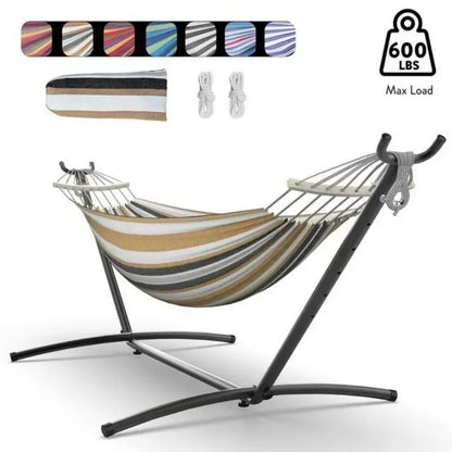 Hammock with Adjustable Stand Hammock with Storage Bag, 600lb Capacity