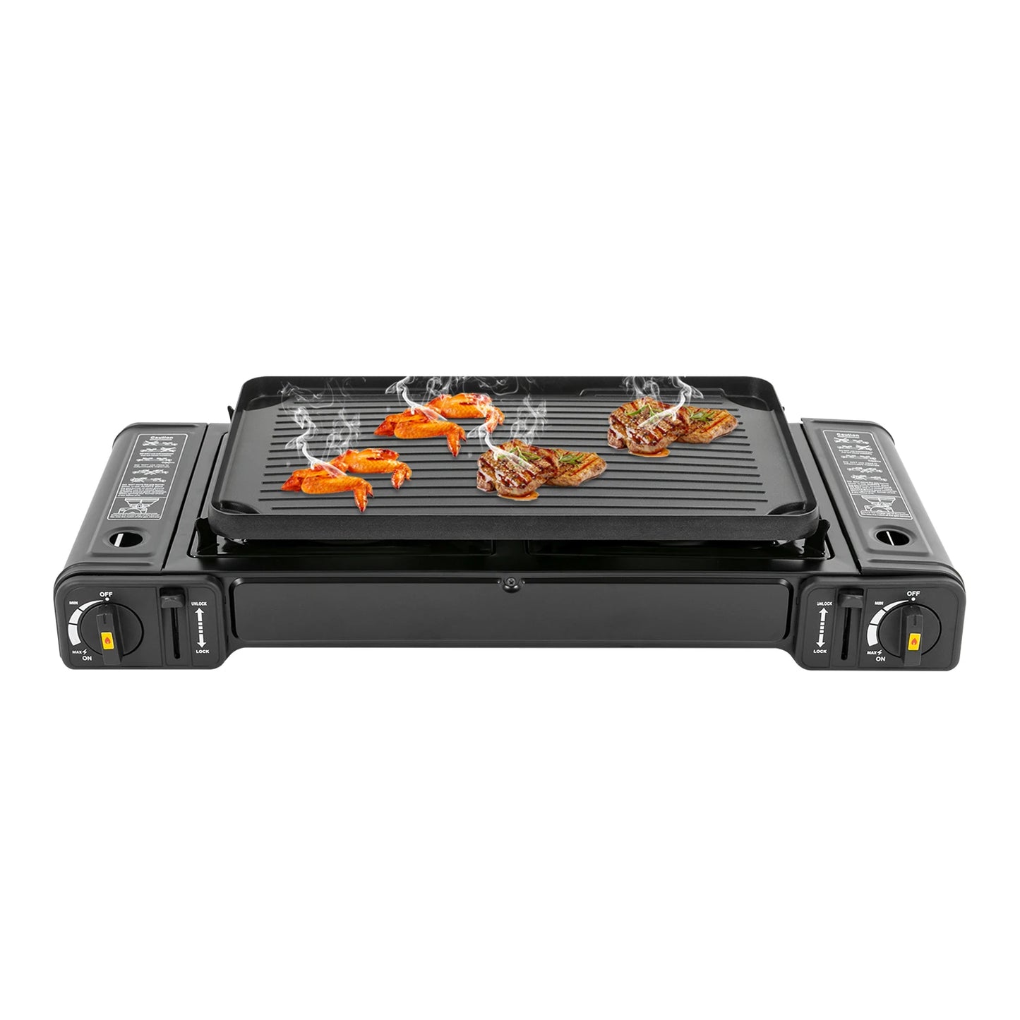 2500W Portable Camping Stove 2 Burners  with Baking Tray