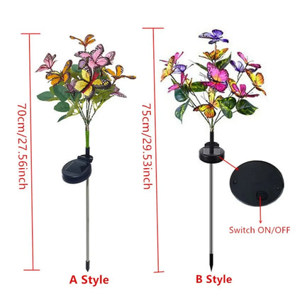 Warm White/colorful Solar Butterfly Flower Lawn Lamp