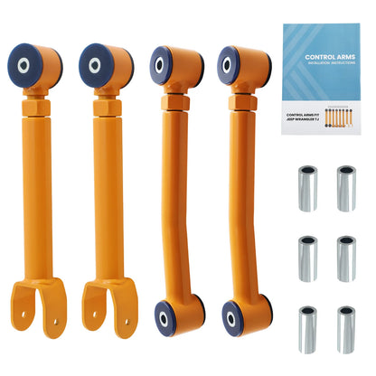 4Pcs Adjustable Front Upper & Lower Control Arms for Jeep