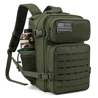 Durable Versatile Tactical Fishing  Webbing Dual Side Bottle Pockets Outdoor Hiking Bag