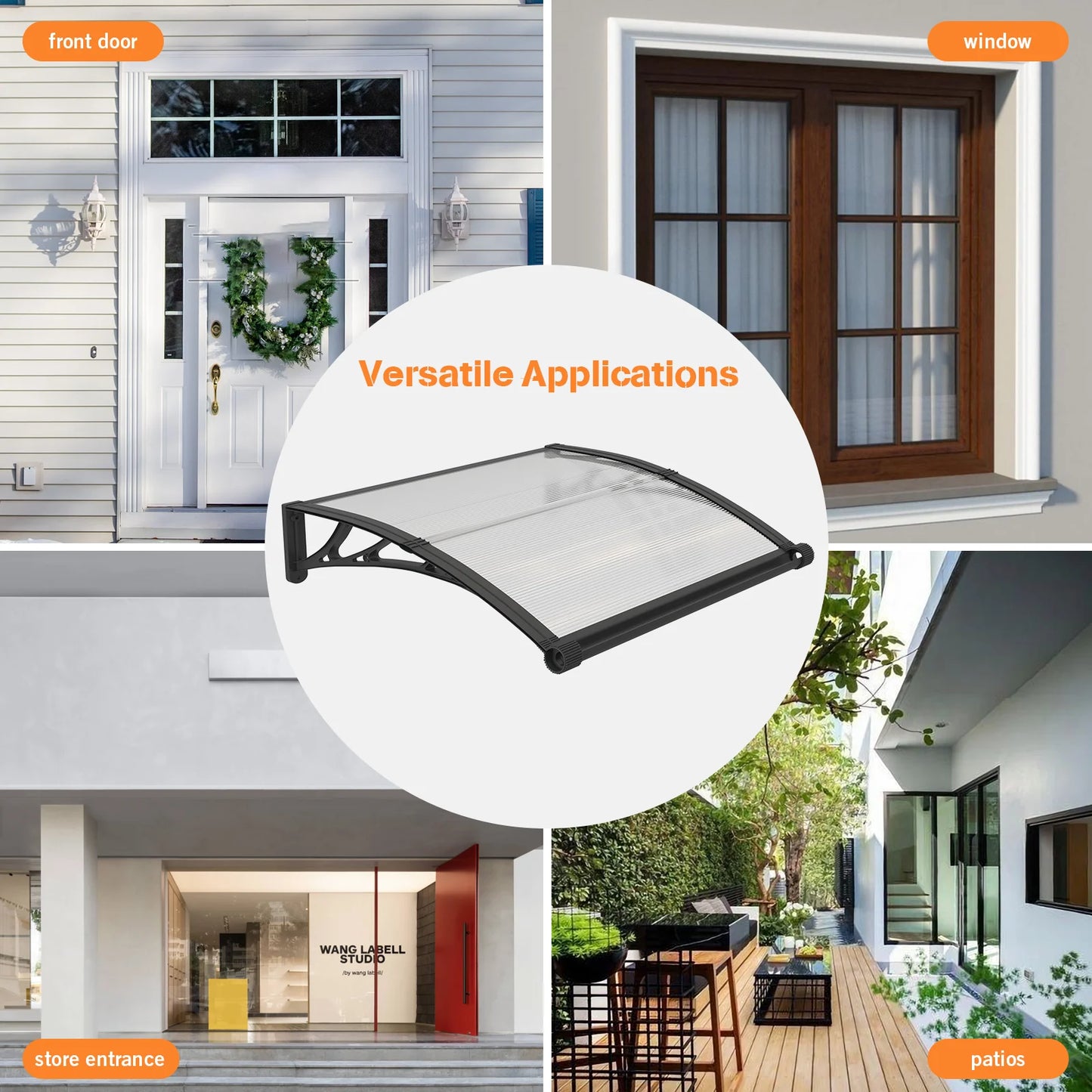 Large Awning for Door Entrance Window Awnings Door Canopy Sun Shade Cover Patio Rain Snow Cover