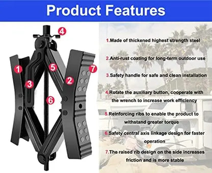 2Pcs Heavy Duty RV Wheel Chock Stabilizer – X-Shaped Scissor Lock for Travel Trailer Tires with Wrench