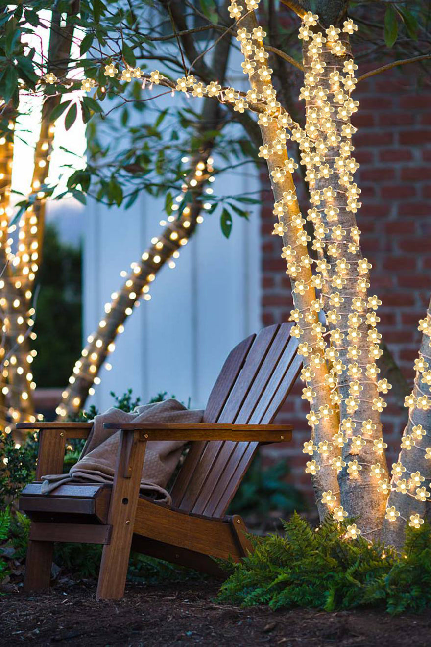 Cherry Blossom Solar String Lights Waterproof Outdoor Garden Patio Lighting 50 LED 22FT