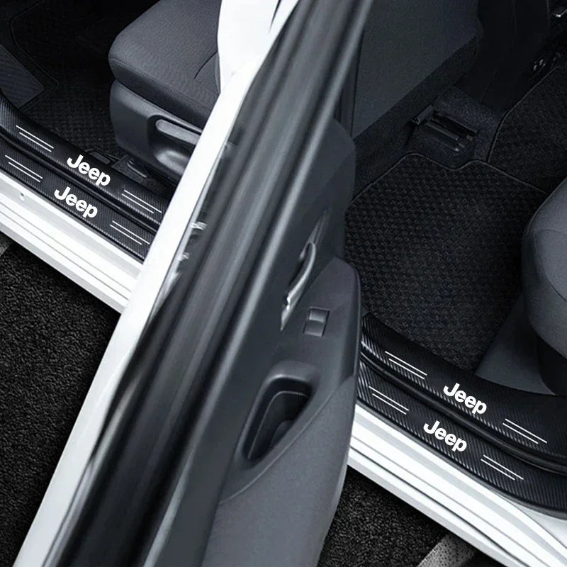 High-quality Carbon Fiber Car Door Sill Protector Sticker For Jeep
