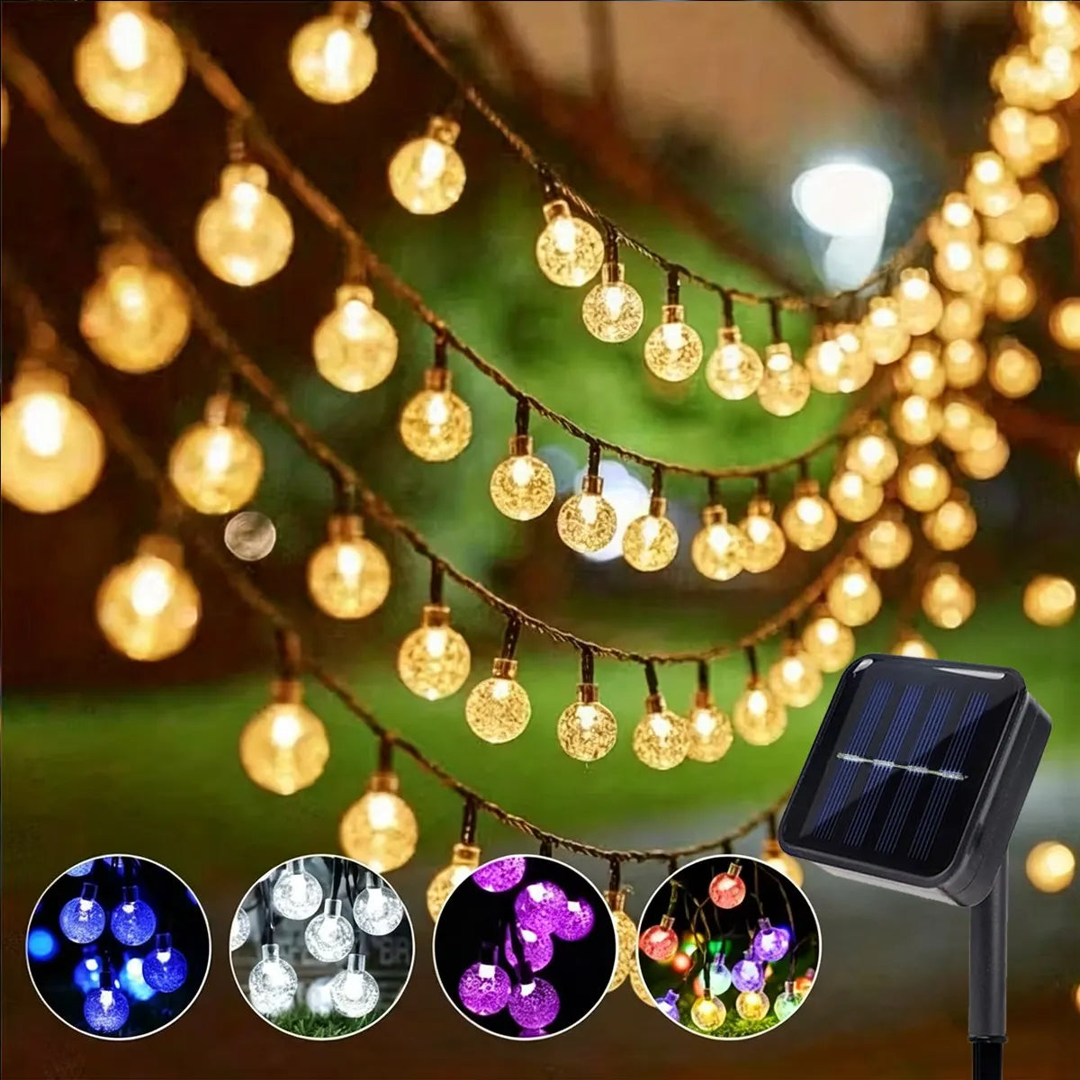 1 Pack 12M/39.37FT. 100 LED Solar Powered Bubble Ball String Light