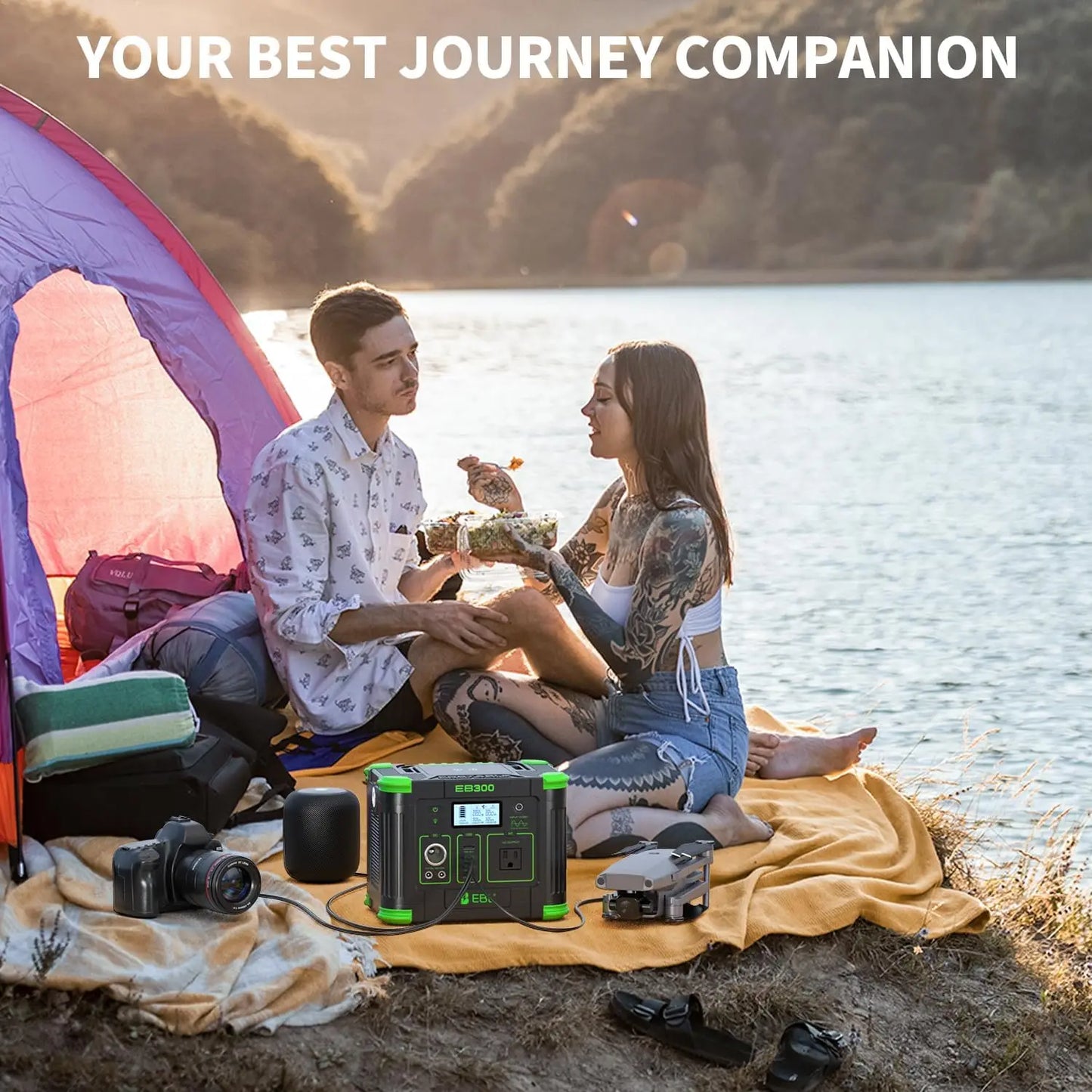 Compact Portable Power Station Solar Generator with Wireless Charger for Outdoor Camping Emergency Backup