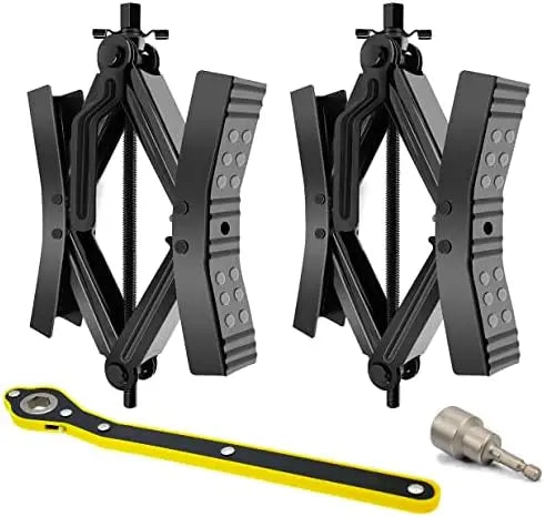 2Pcs Heavy Duty RV Wheel Chock Stabilizer – X-Shaped Scissor Lock for Travel Trailer Tires with Wrench