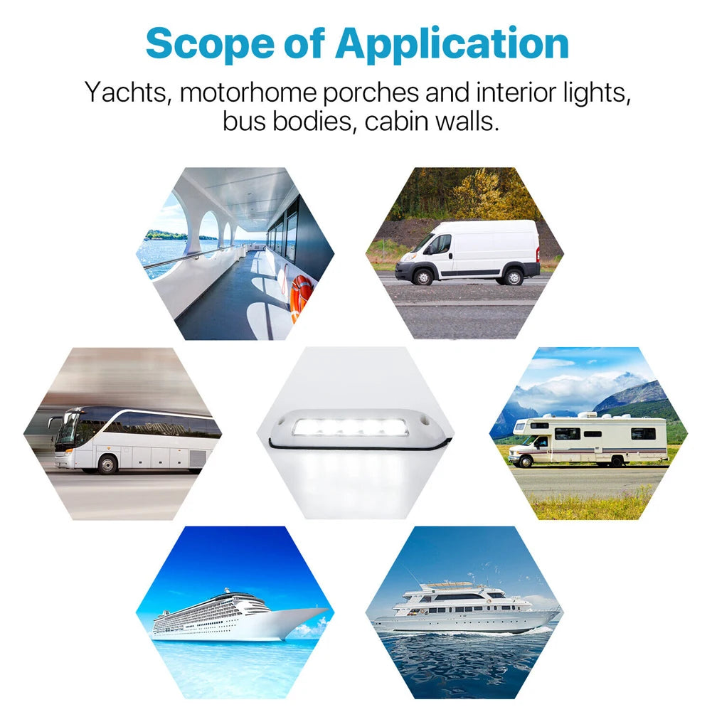12V RV LED Awning Porch Light 6000K Waterproof RV Van Camper Exterior