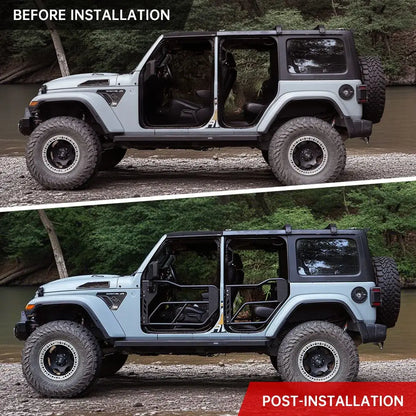 2018-2024 Jeep Wrangler JL JLU Gladiator JT 4-Doors (Includes 4XE) Tube Doors with Side View Mirror 4-Piece Set for Other Models