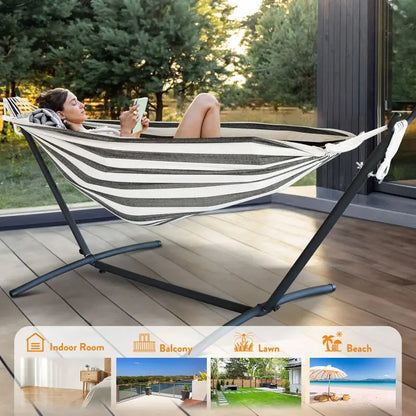 Hammock with Adjustable Stand Hammock with Storage Bag, 600lb Capacity