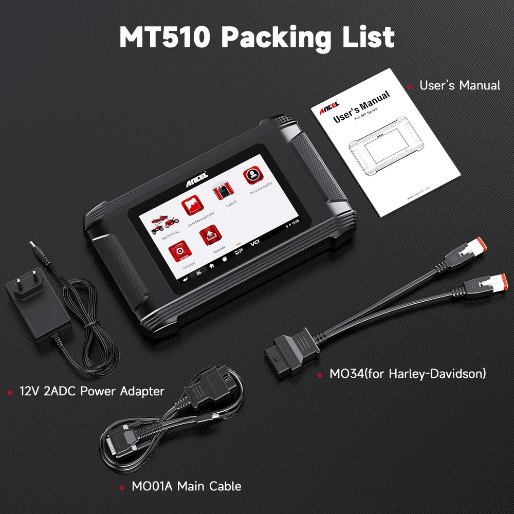 ANCEL MT510 Motorcycle Scanner All System for BMW/DUCATI/Harley Support 30+ Functions ECU Reset Motorcycle OBD2 Diagnostic Tool