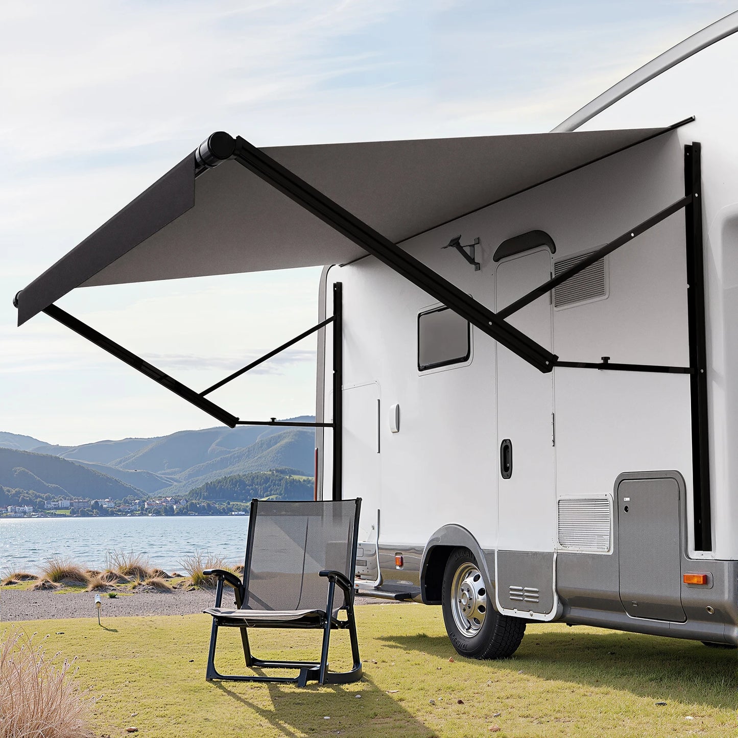 Motorized RV Awning Complete Kit 10'-20' Retractable  Aluminum Alloy Frame Outdoor Trailer