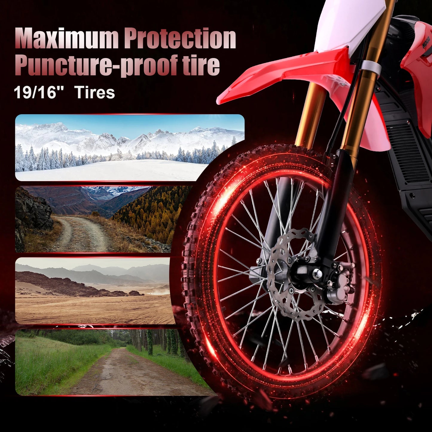 72V 8000W Pro Electric Dirt Bike for Adults,3 Speed Modes Electric Motorcycle Up to 56 MPH with 19"/16" Tires.