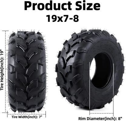 19x7-8 ATV UTV Tires, 4PR Tubeless Tires for Mini Bikes and Go Karts