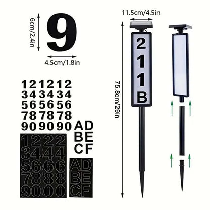 1 pc Solar Light Powered House Number, Address,Sign, Pole Mount,