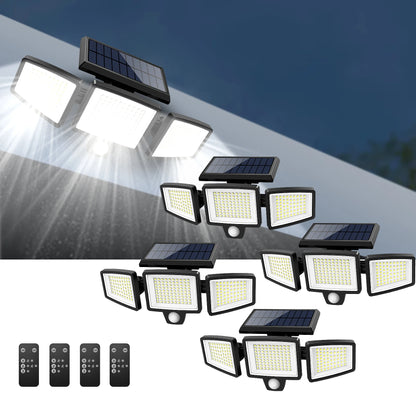 Outdoor Waterproof Solar Light with Motion Sensor 3-Head 200+ LEDs Security Light