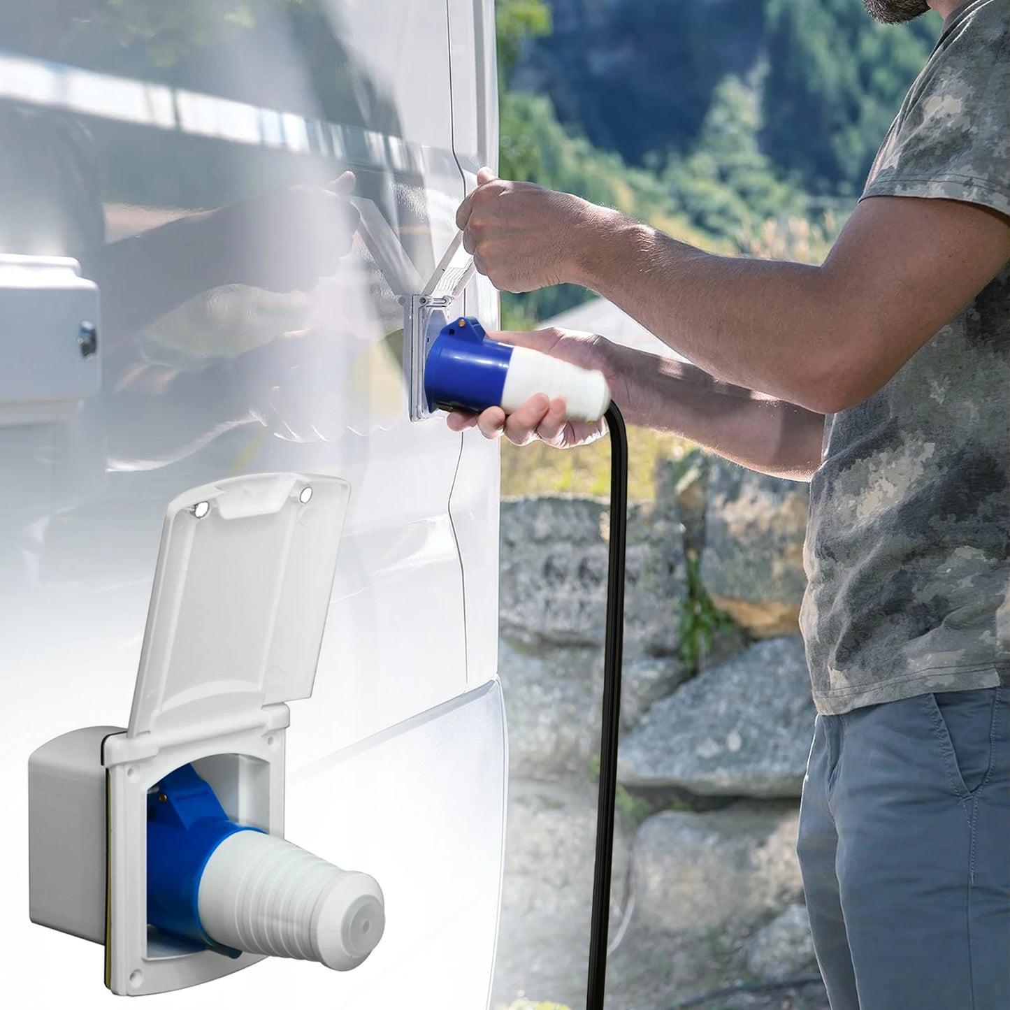32 Amp Rv Inlet Plug & Rv Outlet Box Kit