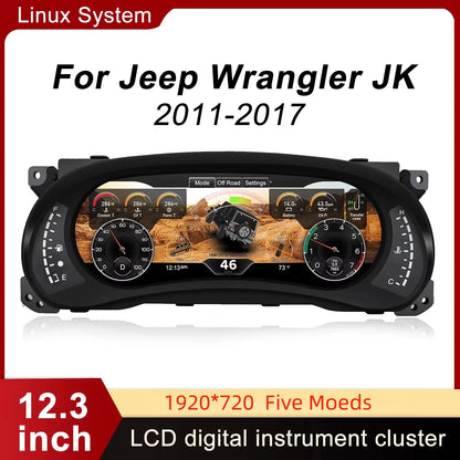 Gauge Cluster for Jeep Wrangler  2011-2017 12.3’’ HD LCD  Screen Display Plug and Play