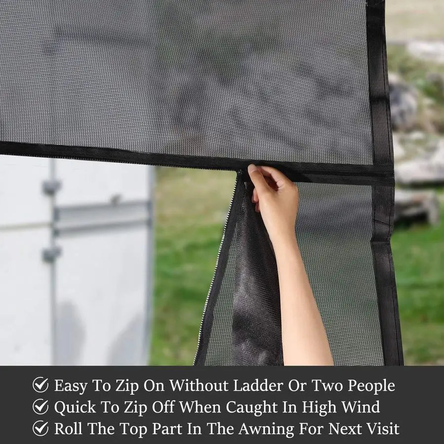 Awning Sun Shade Screen with Zipper 9 X 13Fit for 14 RV