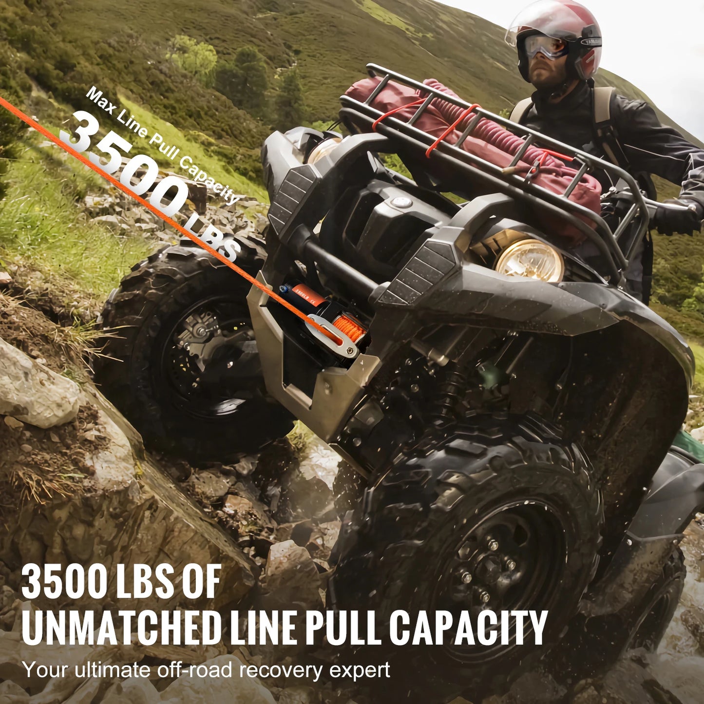 3500lbs Electric Winch ATV/UTV  Winch with 39 ft Synthetic Rope