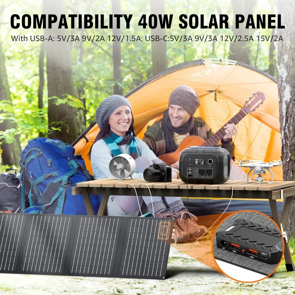 300W Peak Portable Power Station with Panels Solar Generator with AC Outlet