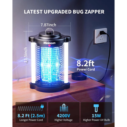 Bug Zapper Outdoor Mosquito with Dual LED Light  Fly 15W  Insect Trap