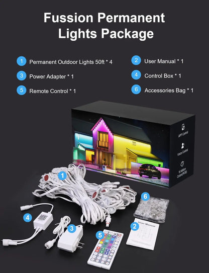 Permanent Outdoor Lights for House, LED with Remote Control