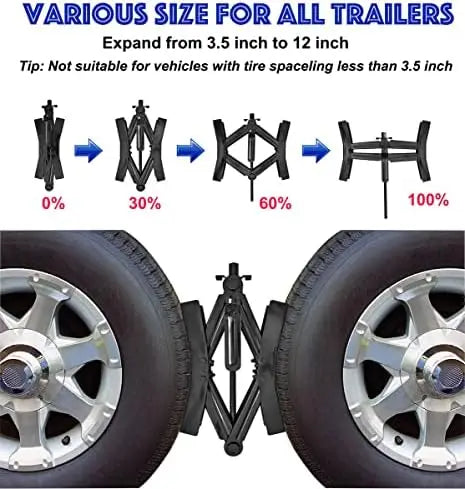 2Pcs Heavy Duty RV Wheel Chock Stabilizer – X-Shaped Scissor Lock for Travel Trailer Tires with Wrench