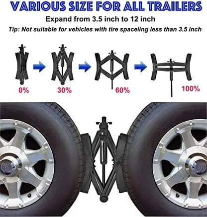 2Pcs Heavy Duty RV Wheel Chock Stabilizer – X-Shaped Scissor Lock for Travel Trailer Tires with Wrench