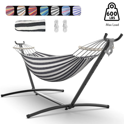 Hammock with Adjustable Stand Hammock with Storage Bag, 600lb Capacity