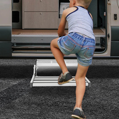 Folding RV Step Silver Aluminum Alloy  with 12V LED Light